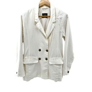 Abercrombie & Fitch Linen Blend Blazer Double Breasted Ivory Women's Size Small‎